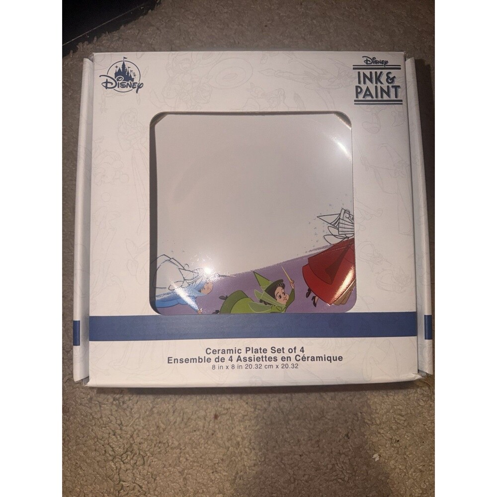 Disney Parks Ink & Paint Plates Set of 3 Ceramic New in Box Cinderella Peter Pan
